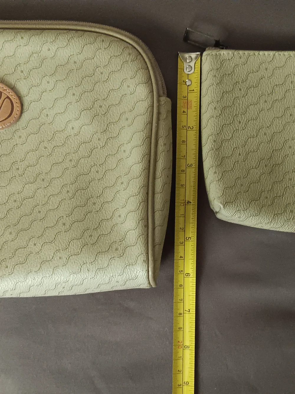 Vintage Quilted 2pc Cosmetic Bag Set with Tan Logo Patch